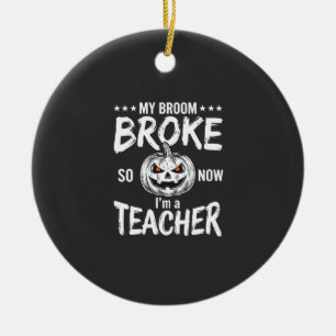 Décoration En Céramique Dessin de balai cassé pour professeur d'Halloween