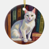 Décoration En Céramique Dessin de chat blanc (Devant)