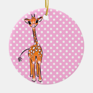 Décoration En Céramique Dessin de girafe mignon, animal de safari, pois