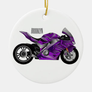 Décoration En Céramique Dessin de moto de sport violet