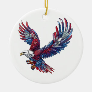 Décoration En Céramique Dessin d'un aigle, concept 4 juillet