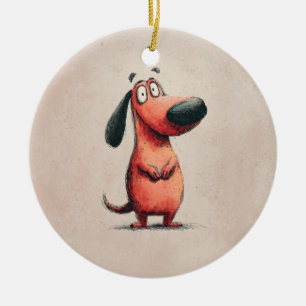 Décoration En Céramique Dessin illustratif d'un chien de dessin animé mign