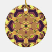 Décoration En Céramique Dessin Mandala Fleur jaune violet et orange (Devant)