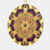 Décoration En Céramique Dessin Mandala Fleur jaune violet et orange (Gauche)