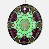 Décoration En Céramique Dessin Mandala Flower vert violet et noir (Gauche)