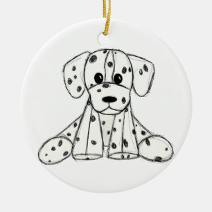 Décoration En Céramique Dessin simple de contour de chien en peluche dalma