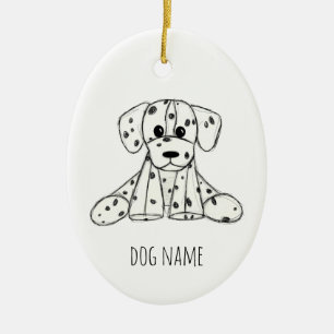 Décoration En Céramique Dessin simple de contour de chien en peluche dalma