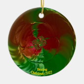 Décoration En Céramique DESTINY ~ Rouge brillant et vert Noël 2023 (Devant)