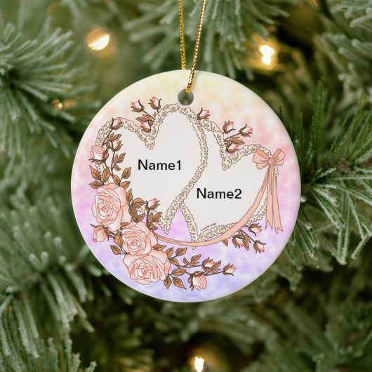 Décoration En Céramique Deux coeurs (Arbre)