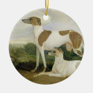 Décoration En Céramique Deux lévriers dans un paysage (huile sur la toile