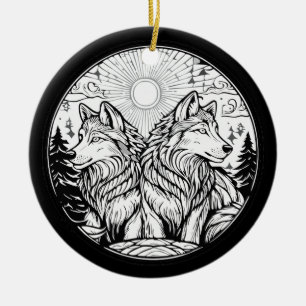 Décoration En Céramique Deux loups