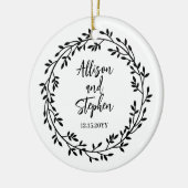 Décoration En Céramique Deux noms de couronne | Mariage Date Photo Keepsak (Gauche)