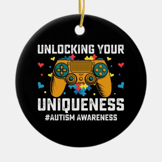 Décoration En Céramique Déverrouiller votre jeu d'autisme unique (Devant)