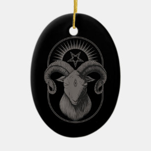 Décoration En Céramique Devil Goat Pentagram Baphomet Satan Occult Satanic