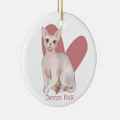 Décoration En Céramique Dévon Rex Chat Aquarelle Kitty Coeur rose (Droite)