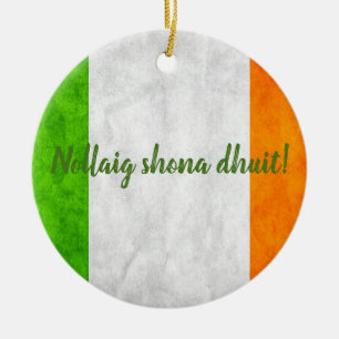 Décoration En Céramique Dhuit irlandais de shona de Nollaig de drapeau !