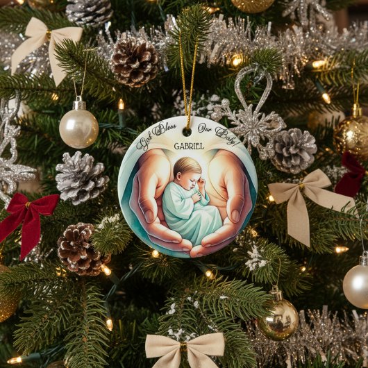 Décoration En Céramique "Dieu bénisse mon bébé" 🎄 👶