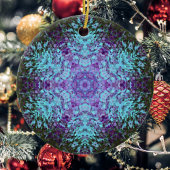 Décoration En Céramique Digital Mandala Green Blue et violet