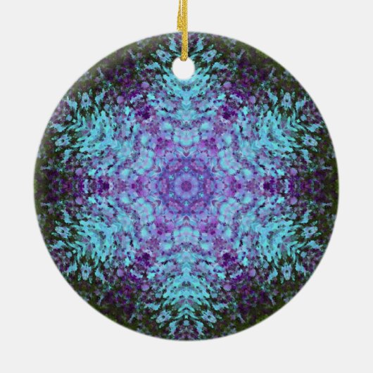 Décoration En Céramique Digital Mandala Green Blue et violet (Dos)
