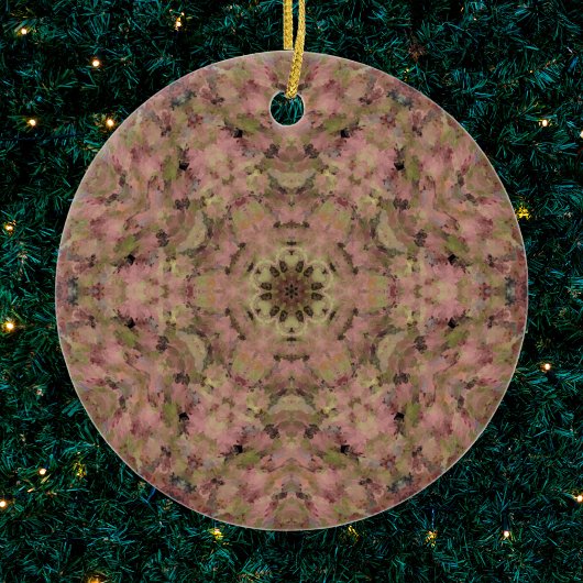 Décoration En Céramique Digital Mandala rose et jaune