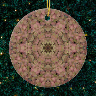Décoration En Céramique Digital Mandala rouge jaune et Brown
