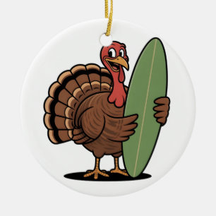 Décoration En Céramique Dinde planche de surf Surfing dinde Thanksgiving M