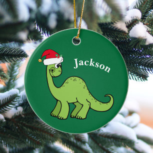Décoration En Céramique Dinosaur Christmas Cute Custom Kids Green