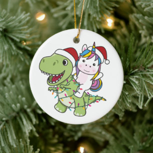 Décoration En Céramique Dinosaur Noël Unicorne Hiver T-Rex Dino