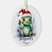 Décoration En Céramique Dinosaur Nom personnalisé Premier Noël (Droite)
