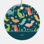 Décoration En Céramique Dinosaur Pattern Blue Kid Monogram Boy Christmas (Dos)