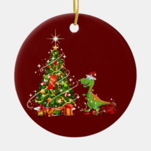 Décoration En Céramique Dinosaure avec Scafe Casquette Noël