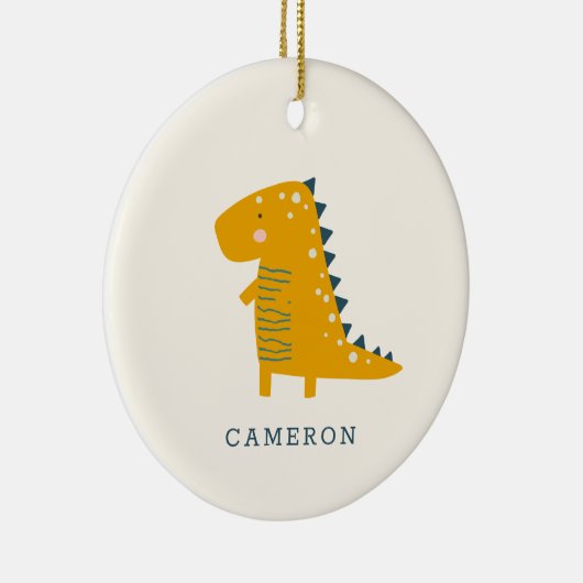 Décoration En Céramique Dinosaure mignon en Jaune Personnalisé (Droite)