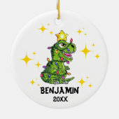 Décoration En Céramique Dinosaure personnalisé Noël Garçons (Dos)