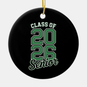 Décoration En Céramique Diplômé de la promotion 2026 Senior Green Graduati