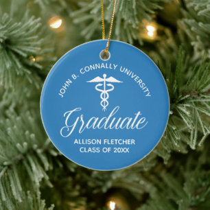 Décoration En Céramique Diplôme de l'école de médecine Bleu Clair Noël