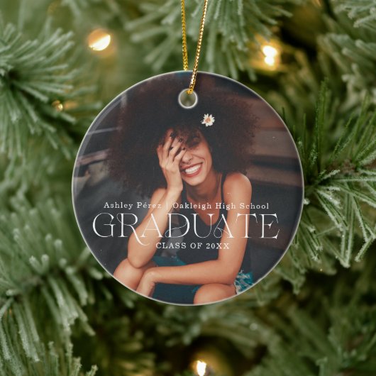Décoration En Céramique Diplômé | Sentiments photo Keepsaké Noël (Arbre)