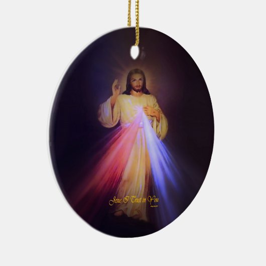 Décoration En Céramique Divine Mercy Gold avec Prière Chaplet (Droite)