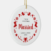 Décoration En Céramique Dixième Noël Marié Personnalisé Xmas Garland (Droite)