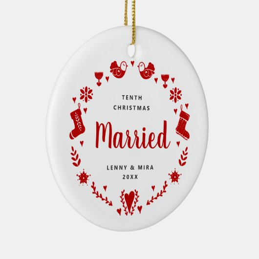 Décoration En Céramique Dixième Noël Marié Personnalisé Xmas Garland (Droite)