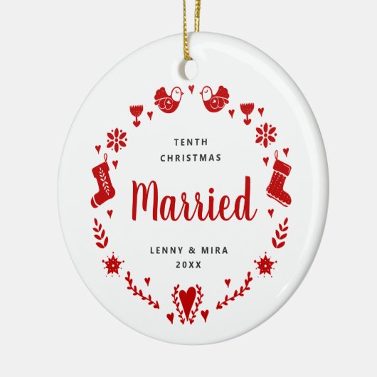 Décoration En Céramique Dixième Noël Marié Personnalisé Xmas Garland (Gauche)