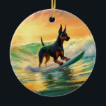 Décoration En Céramique Doberman Beach Surf Peinture<br><div class="desc">Plongez dans le monde ludique de l'aventure canine avec cette peinture captivante. Un chien en ébullition se rend aux vagues, chevauchant habilement le surf sur une plage baisée par le soleil. L'oeuvre d'art vibrante capte magnifiquement l'essence de l'excitation au bord de la plage tandis que le chien court sans crainte...</div>