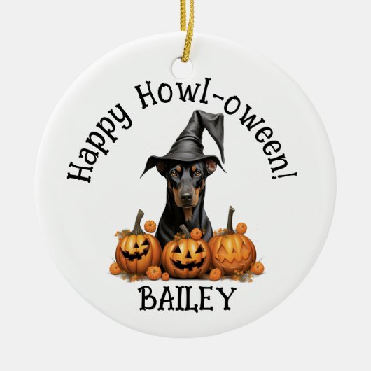 Décoration En Céramique Doberman Chien Halloween (Devant)