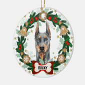 Décoration En Céramique Doberman Chien Noël Mignonne Chien Cookie Wreath (Gauche)