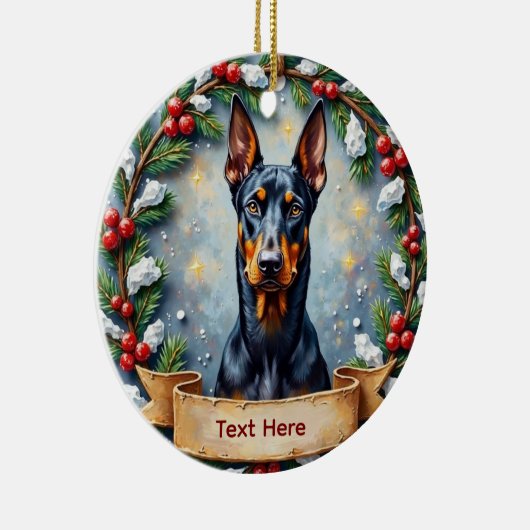 Décoration En Céramique Doberman Christmas Ornament (Droite)