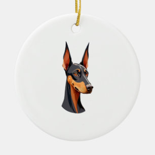 Décoration En Céramique Doberman de l'oreille naturelle