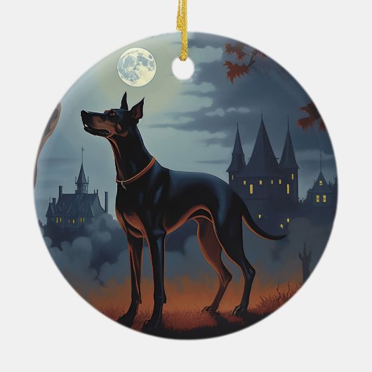 Décoration En Céramique Doberman Halloween effraie (Dos)