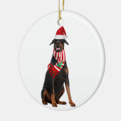 Décoration En Céramique Doberman Pinscher Avec Casquette Scaft Noël (Gauche)