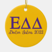 Décoration En Céramique Docteur Soeurs EDD or & violet noms (Devant)