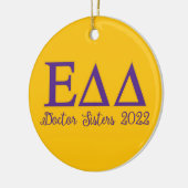 Décoration En Céramique Docteur Soeurs EDD or & violet noms (Gauche)