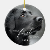 Décoration En Céramique Dog First Christmas Script Ornament (Dos)